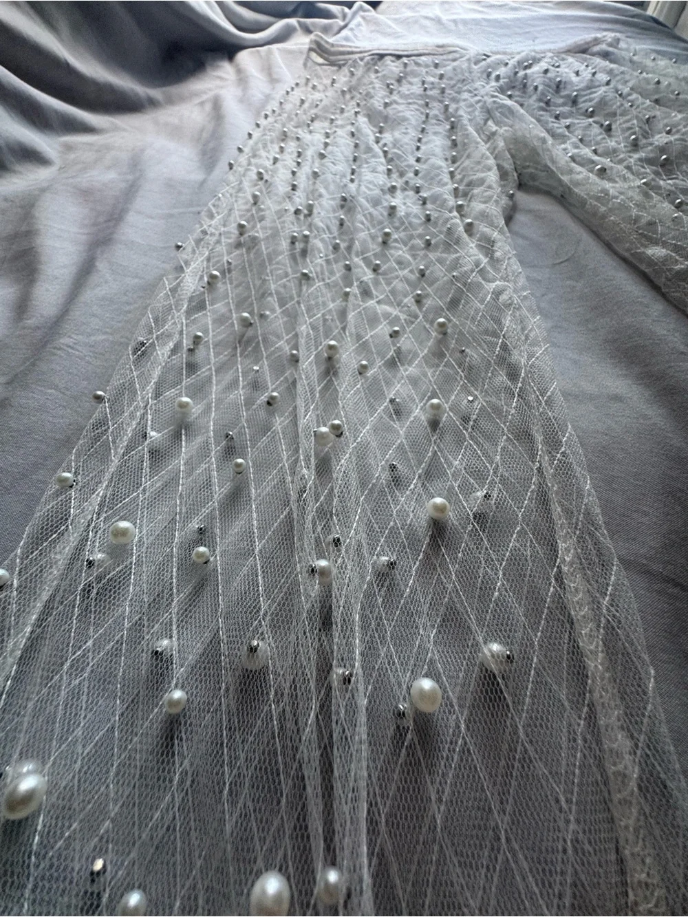 Luxury pearl leggings unique designer tulle mesh